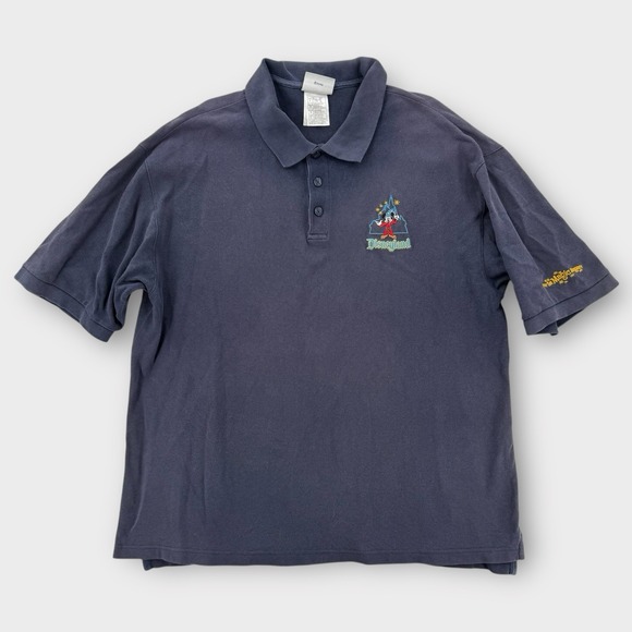 Disney Other - Vintage Disneyland Resort Polo Shirt Mens Large Sorcerer Mickey Blue Embroidered